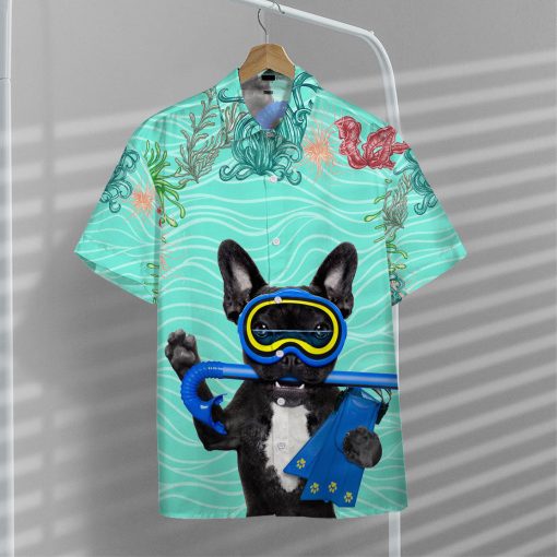 Gearhumans 3D Scuba Diving French Bull Dog Hawaii Shirt