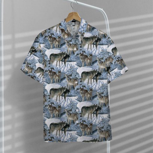Gearhumans 3D Wolf Hawaii Shirt