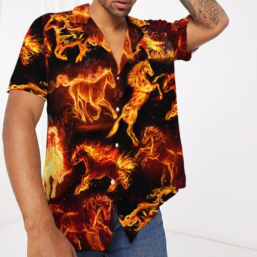 Gearhumans 3D Fire Horse Hawaii Shirt - Image 4