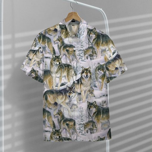 Gearhumans 3D Wolf Hawaii Shirt