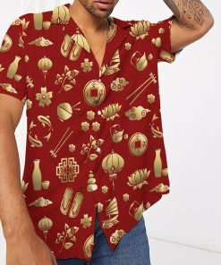 Gearhumans 3D Gold Asian Culture Hawaii Shirt