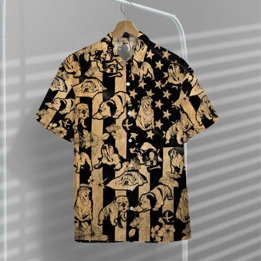 Gearhumans 3D Bulldog American Flag Hawaii Shirt