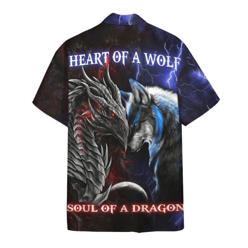 Gearhumans 3D Dragon Heart Of A Wolf, Soul Of A Dragon Hawaii Shirt