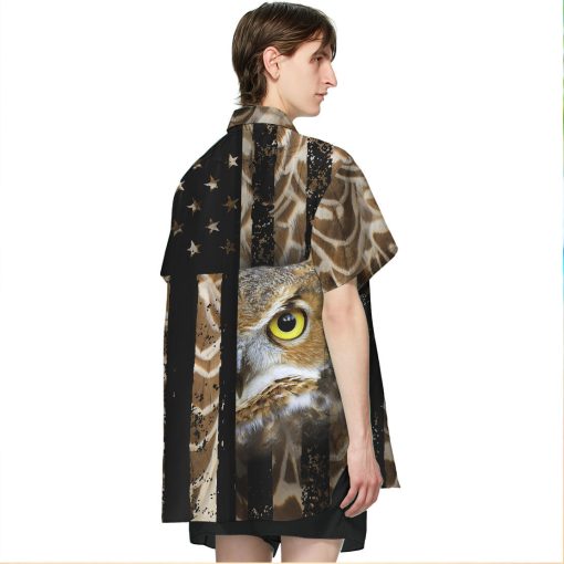 Gearhumans 3D Owl American Flag Hawaii Shirt