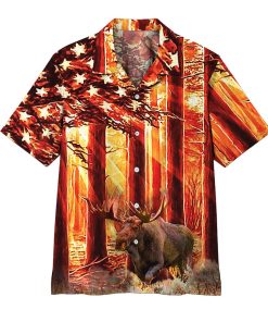 Gearhumans 3D Moose Hunting Hawaii Shirt