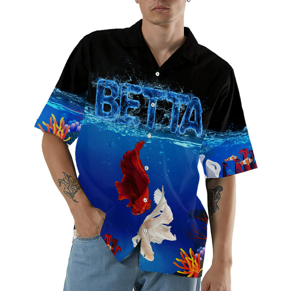 Gearhumans 3D Betta Fish Hawaii Shirt 3 Gearhumans 3D Betta Fish Hawaii Shirt - Image 3