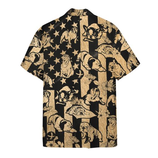 Gearhumans 3D Bulldog American Flag Hawaii Shirt
