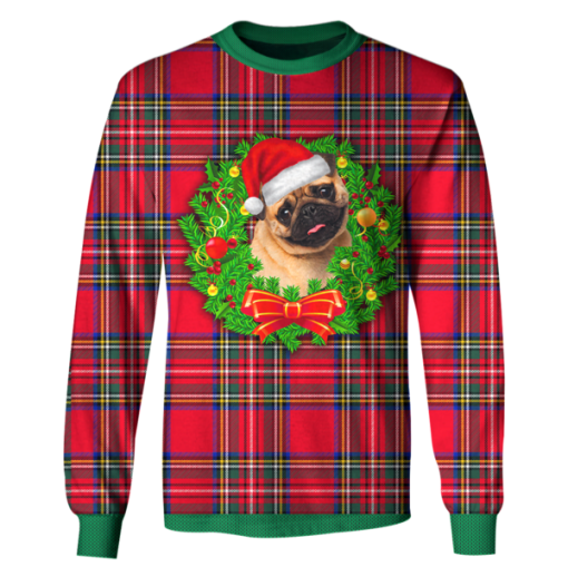 Gearhumans Pug On Christmas Custom T-shirt - Hoodies Apparel
