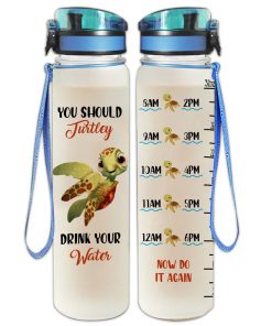 Gearhumans You Should Turtley Drink Your Water- Sea Turtle Water Tracker Bottle