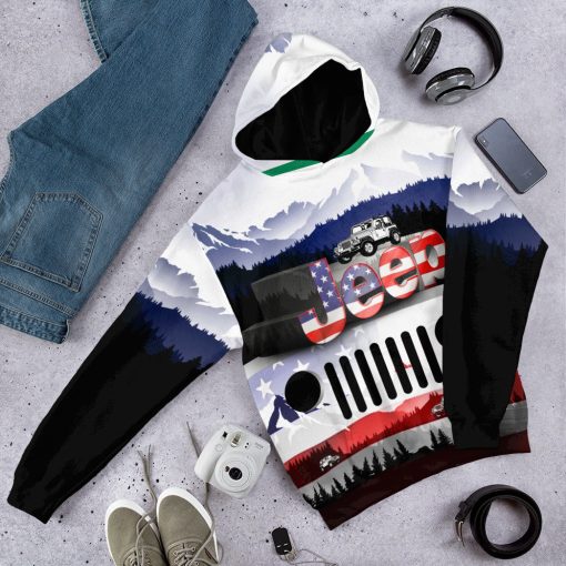 Gearhumans 3D Jeep American Flag Tshirt Hoodie Apparel