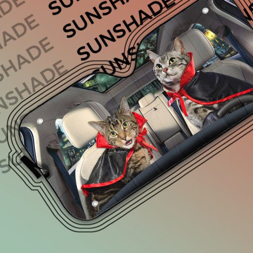 Gearhumans 3D Halloween American Shorthair Cats Vampire Custom Car Auto Sunshade - Image 5
