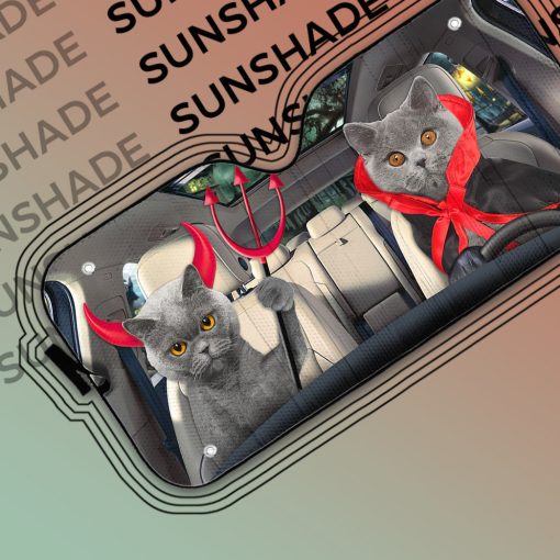 Gearhumans 3D Halloween British Shorthair Cats Vampire Custom Car Auto Sunshade - Image 5