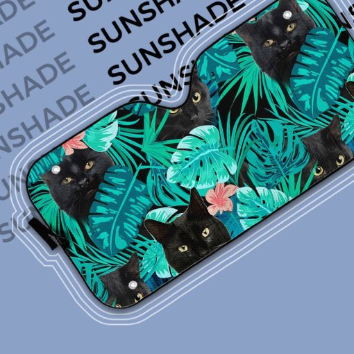 Gearhumans 3D Black Cat Tropical Car Auto Sunshade