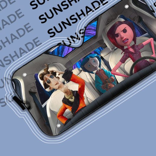 Gearhumans 3D Coraline Button Eyed Family Custom Car Auto Sunshade - Image 7