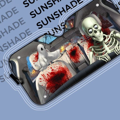 Gearhumans 3D Halloween Skeleton Blood Custom Car Auto Sunshade 7 Gearhumans 3D Halloween Skeleton Blood Custom Car Auto Sunshade - Image 7
