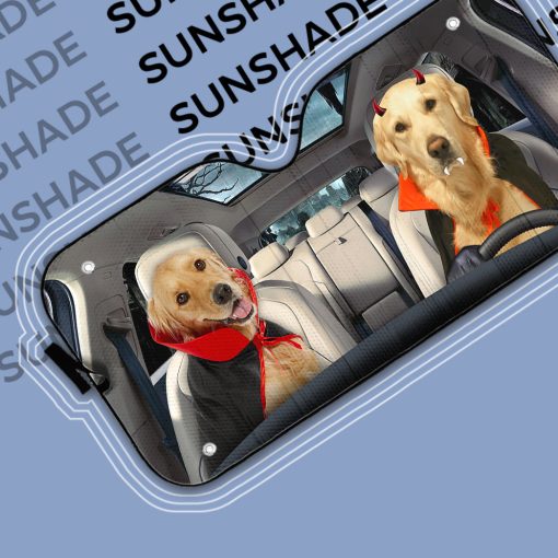 Gearhumans 3D Halloween Golden Retriever Dogs Vampire Custom Car Auto Sunshade - Image 7