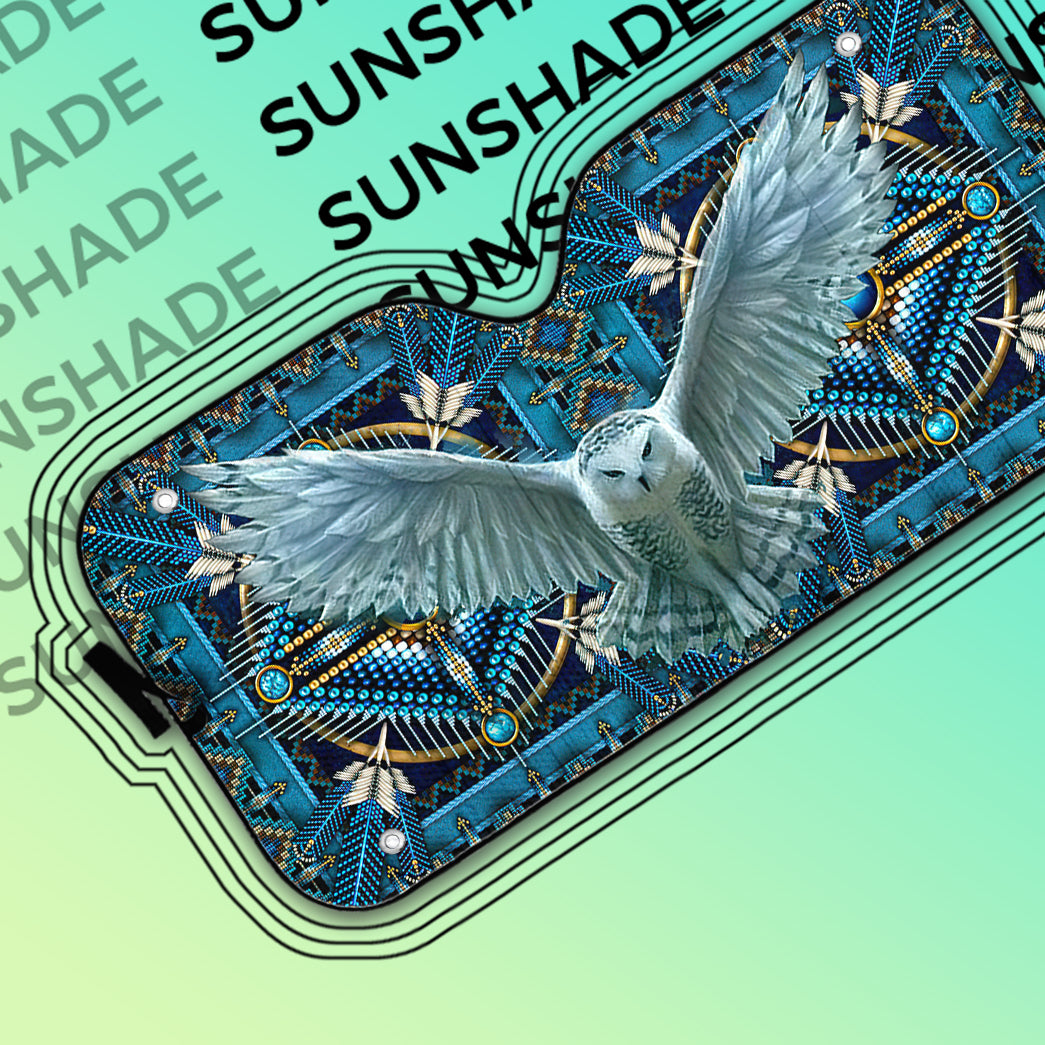 Gearhumans 3D Owl Native American Car Auto Sunshade 5 Gearhumans 3D Owl Native American Car Auto Sunshade - Image 5