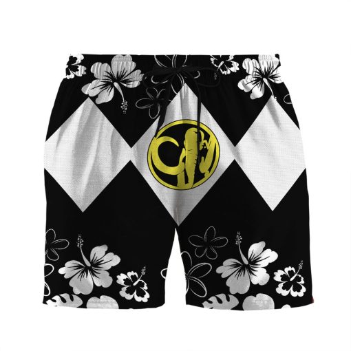 Gearhumans 3D Mighty Morphin Power Ranger Black Beach Short