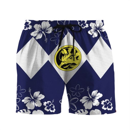 Gearhumans 3D Mighty Morphin Power Ranger Blue Beach Short
