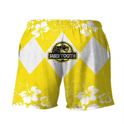 Gearhumans 3D Mighty Morphin Power Ranger Yellow Beach Short