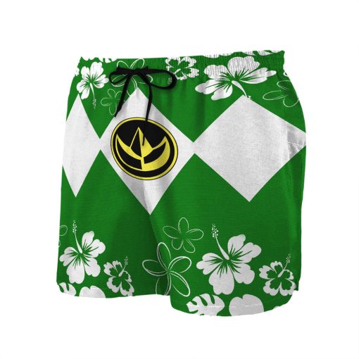 Gearhumans 3D Mighty Morphin Power Ranger Green Beach Short