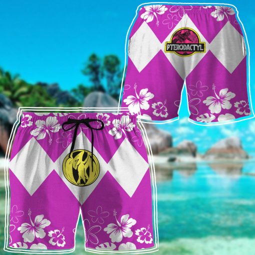 Gearhumans 3D Mighty Morphin Power Ranger Pink Beach Short
