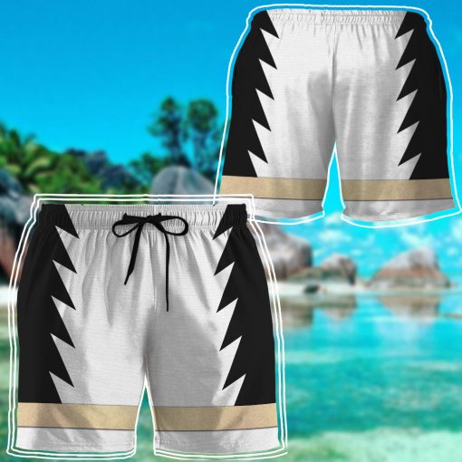 Gearhumans 3D Power Ranger White Dino Thunder Shorts