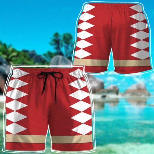 Gearhumans 3D Power Ranger Red Dino Thunder Shorts - Image 7