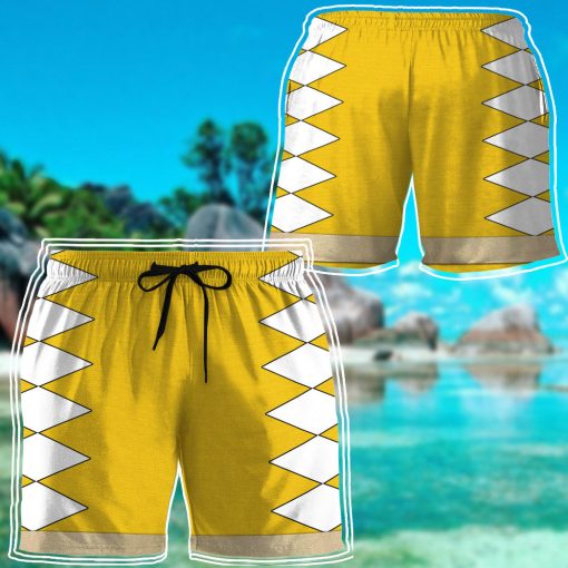 Gearhumans 3D Power Ranger Yellow Dino Thunder Shorts