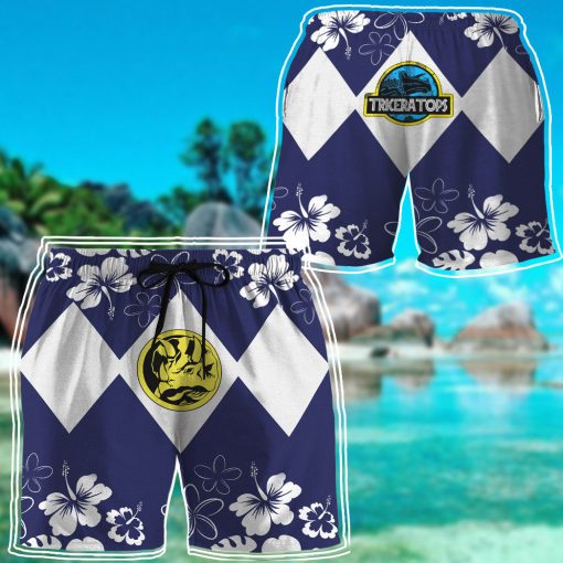 Gearhumans 3D Mighty Morphin Power Ranger Blue Beach Short
