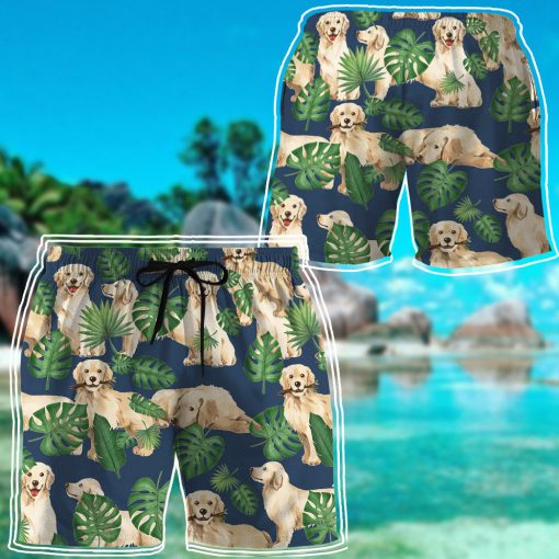 Gearhumans 3D Tropical Golden Retrievers Shorts - Image 7