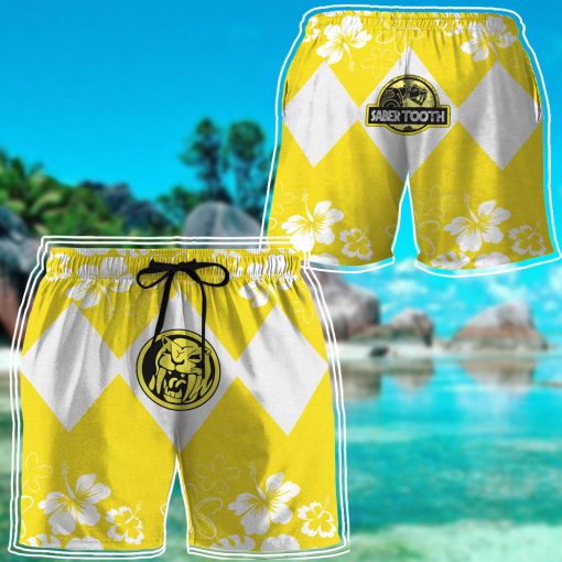 Gearhumans 3D Mighty Morphin Power Ranger Yellow Beach Short