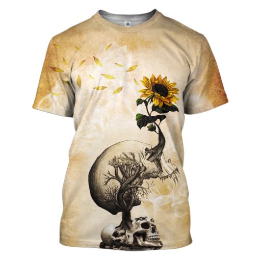 Gearhumans Custom T-shirt - Hoodies Skull And Sunflower
