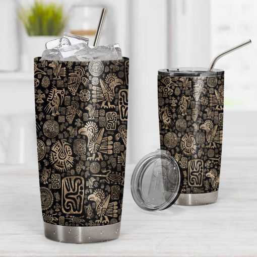 Gearhumans 3D Native American Ornaments Black And Gold Tumbler - Image 5