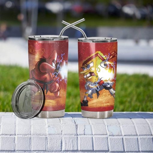 Gearhumans 3D Spongebob Squarepants Glitter Custom Design Vacuum Insulated Tumbler