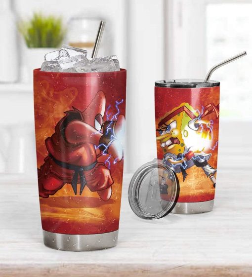 Gearhumans 3D Spongebob Squarepants Glitter Custom Design Vacuum Insulated Tumbler