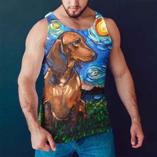 Gearhumans 3D Dachshund Starry Night Custom Tanktop