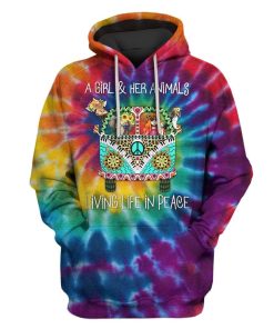 A girl and her animals living life in peace Custom T-shirt - Hoodies Apparel HD-GH1106195 3D Custom Fleece Hoodies Hoodie S 