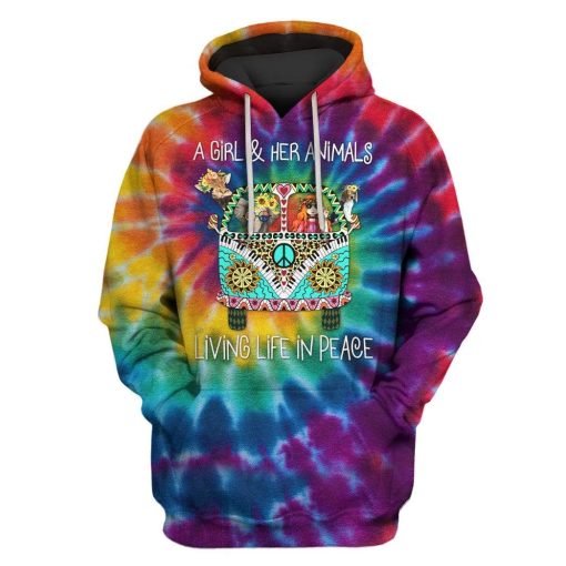 A girl and her animals living life in peace Custom T-shirt - Hoodies Apparel HD-GH1106195 3D Custom Fleece Hoodies Hoodie S