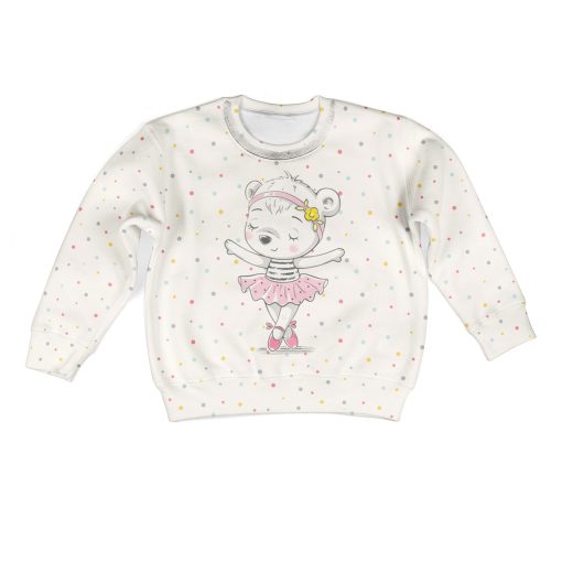 Gearhumans Adorable Bear Ballet Dancer Custom Hoodies T-shirt Apparel 2 Adorable Bear Ballet Dancer Custom Hoodies T-shirt Apparel HD-PET110265K kid 3D apparel Kid Sweatshirt S/6-8