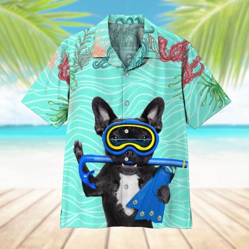 Gearhumans 3D Scuba Diving French Bull Dog Hawaii Shirt