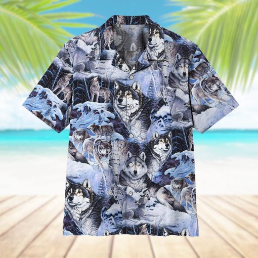Gearhumans 3D Wolf Hawaii Shirt