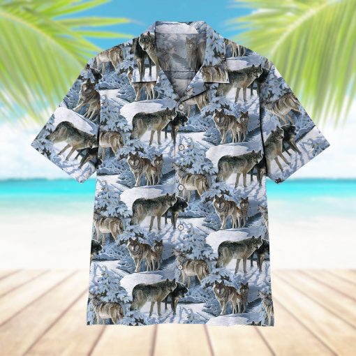 Gearhumans 3D Wolf Hawaii Shirt