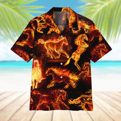 Gearhumans 3D Fire Horse Hawaii Shirt - Image 7