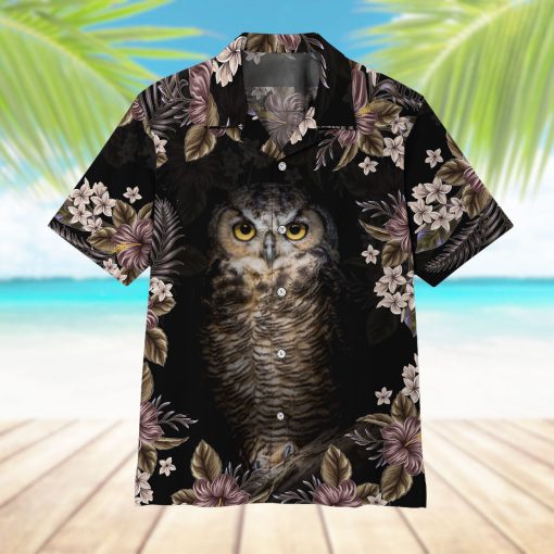 Gearhumans 3D Owl Flower Hawaii Shirt