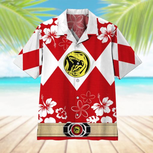Gearhumans 3D Mighty Morphin Power Ranger Red Hawaii Shirt