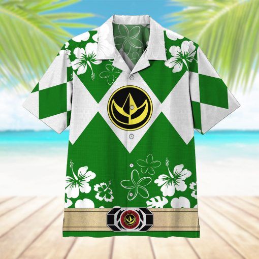 Gearhumans 3D Mighty Morphin Power Ranger Green Hawaii Shirt