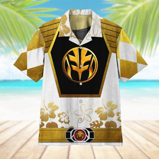 Gearhumans 3D Mighty Morphin Power Ranger White Hawaii Shirt