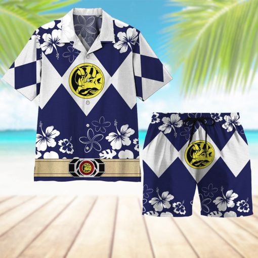 Gearhumans 3D Mighty Morphin Power Ranger Blue Beach Short