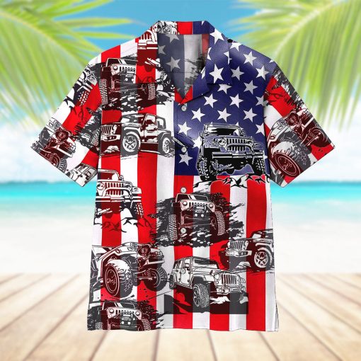 Gearhumans 3D Jeep American Flag Hawaii Shirt